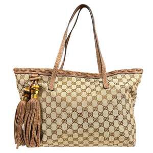 Pre-owned Gucci tote bag in GG canvas (218780) brown. Women's.